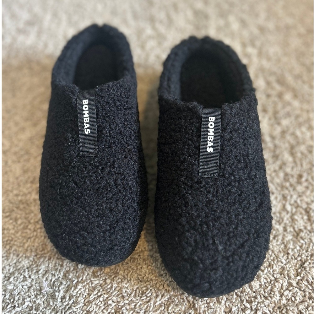 Bombas Sunday Slipper Comfy Lounge Black Sherpa Women's SZ 6